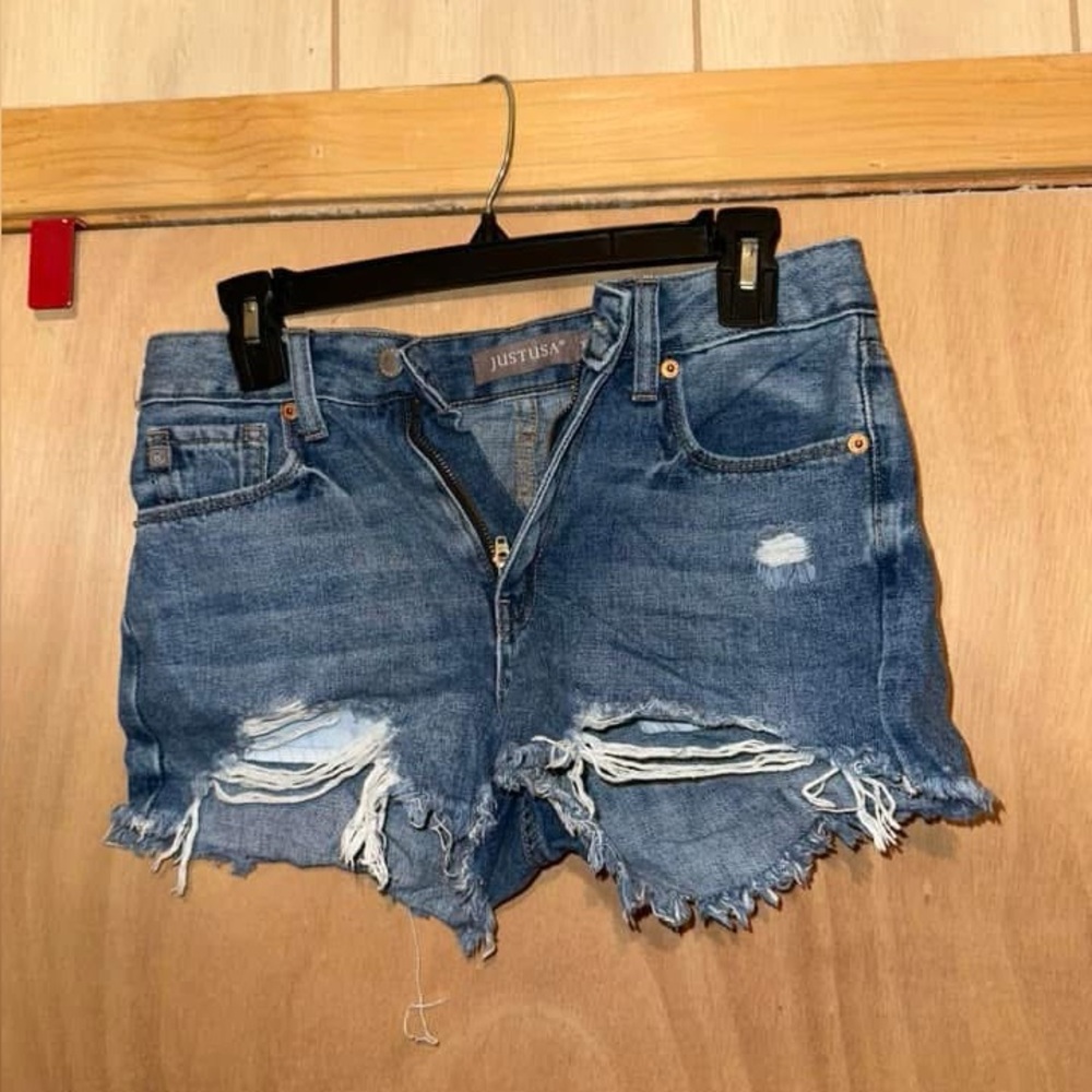 Just USA Blue Distressed Jean Shorts Casual